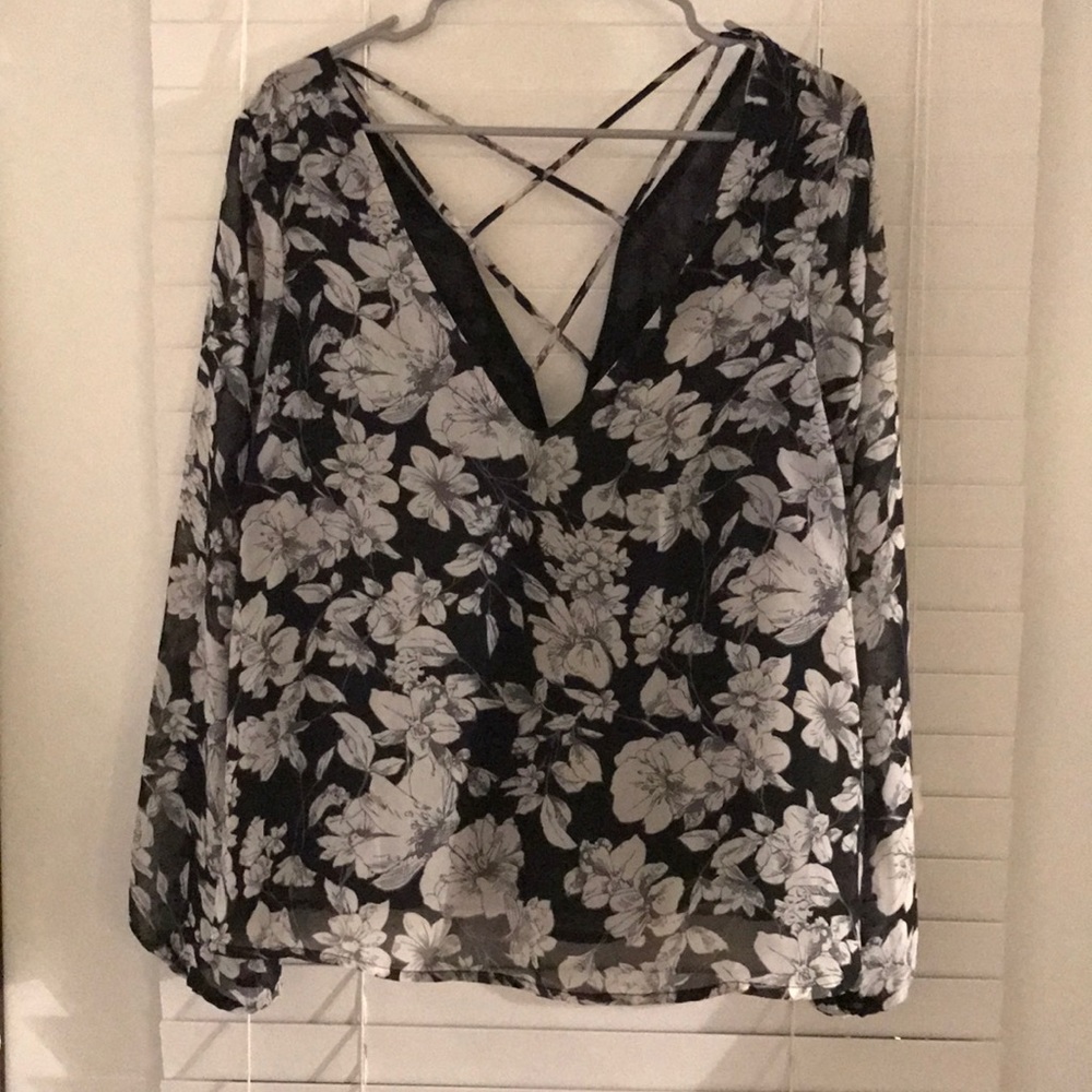 Lucca Criss Cross Back Floral Top